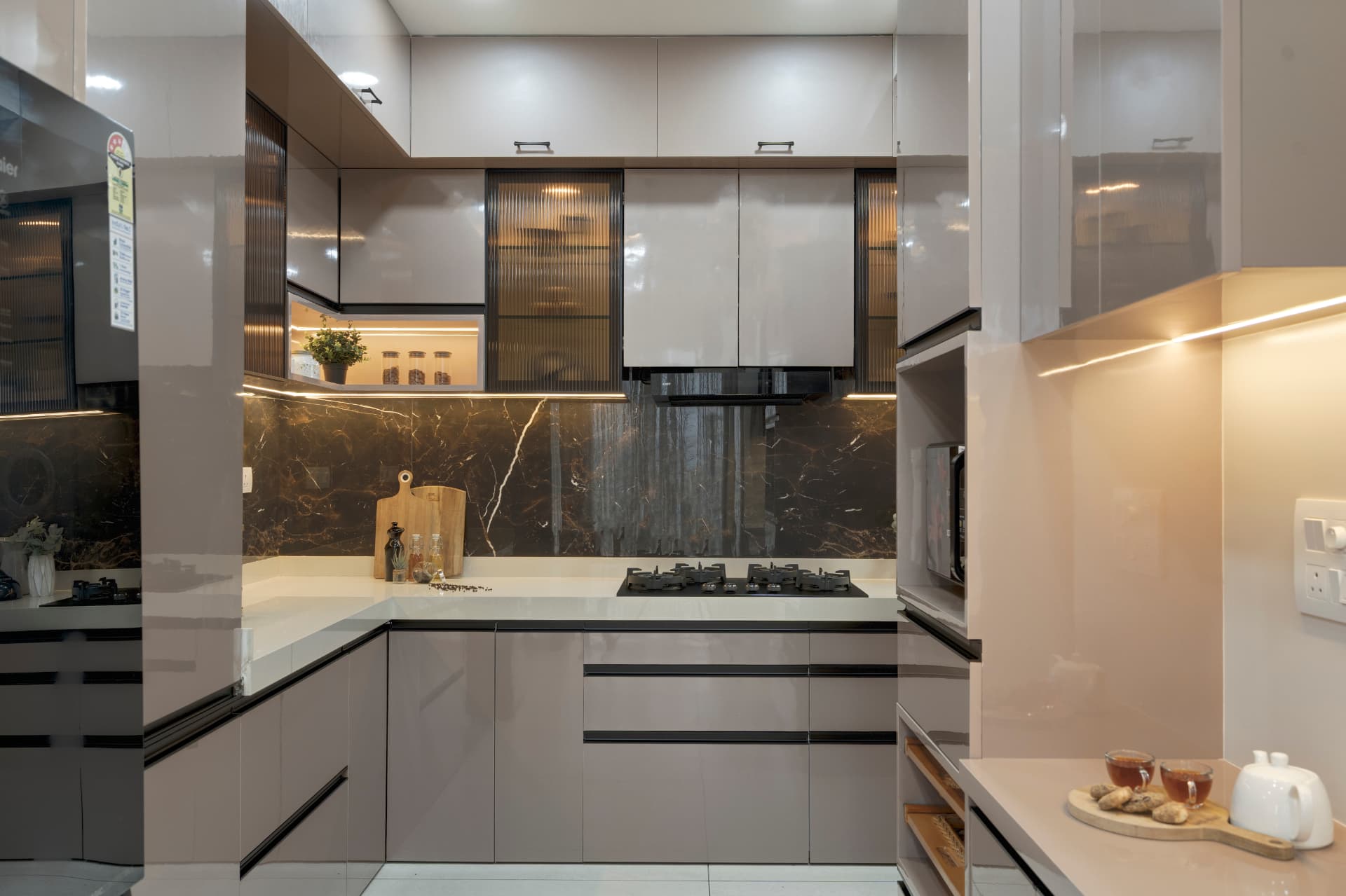 Modular kitchen at Dodke Palazzo by Viona Interiors
